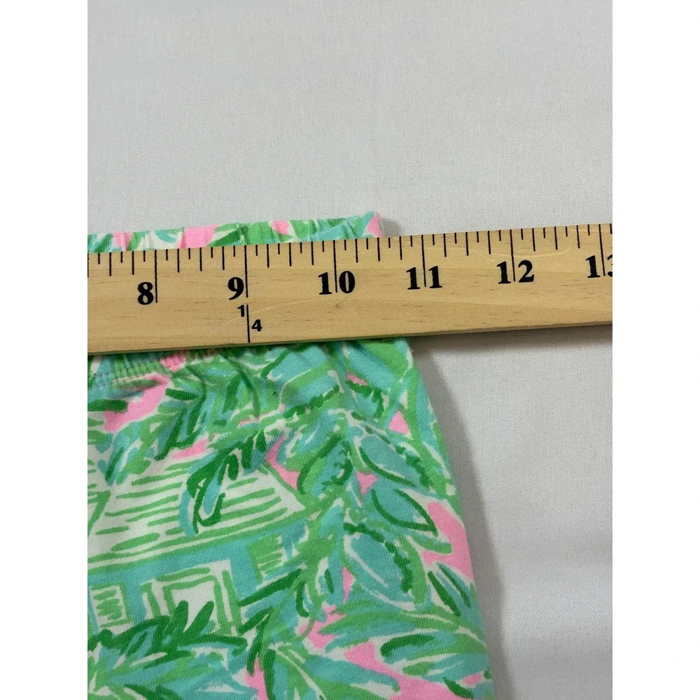 Lilly Pulitzer Girls Pink Green Tropical Palm Pajama Set Size 10 Long Sleeve PJs
